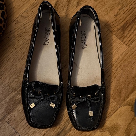 Michael Kors Shoes - Michael Kors Black Patent Leather Moccasin Loafers with Gold Accents